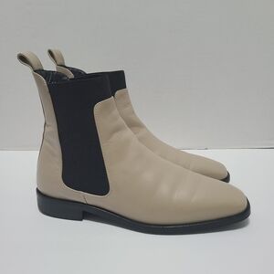 Everlane‎ Womens Italian Leather Chelsea Boots Tan Black Square Toe Ankle 7.5